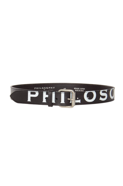 Shop Philosophy Di Lorenzo Serafini Logo Printed Buckle Belt In Black