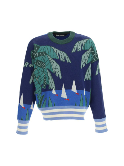 Shop Palm Angels Sailing Boat Cropped Sweater In Multi