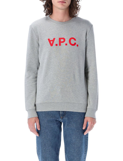 Shop Apc A.p.c. Logo Printed Crewneck Sweatshirt In Grey
