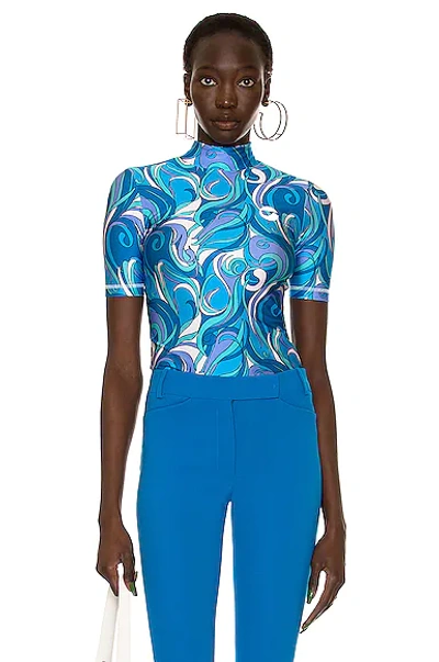 Shop Coperni High Neck Fitted Top In Acid Blue