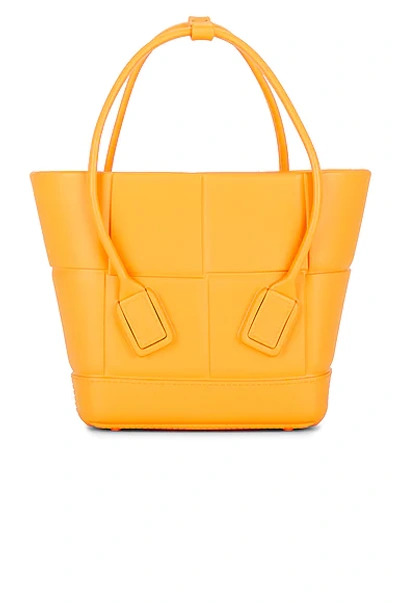 Shop Bottega Veneta Mini Arco Shopping Tote Bag In Tangerine & Silver