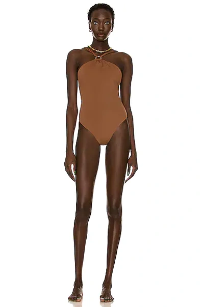 Shop Jonathan Simkhai Shea Swimsuit In Coffee