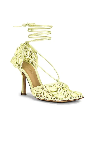 Bottega Veneta Stretch Lace Up Sandals In Lemon Washed