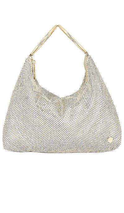 Shop Olga Berg Shar Mesh Convertible Bag In Metallic Gold