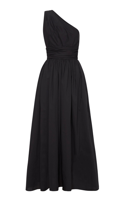 Shop Matteau One-shoulder Cotton Maxi Dress In Black