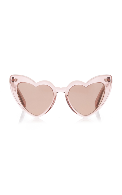 Shop Saint Laurent Women's Loulou Heart-shaped Acetate Sunglasses In Neutral