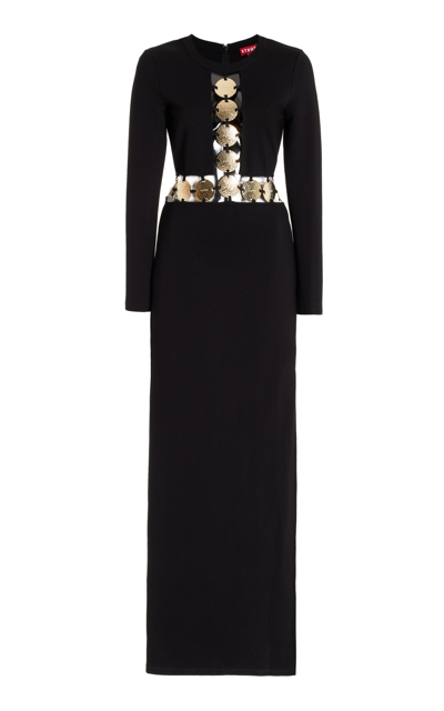Shop Staud Women's Delphine Embellished Jersey Maxi Dress In Black