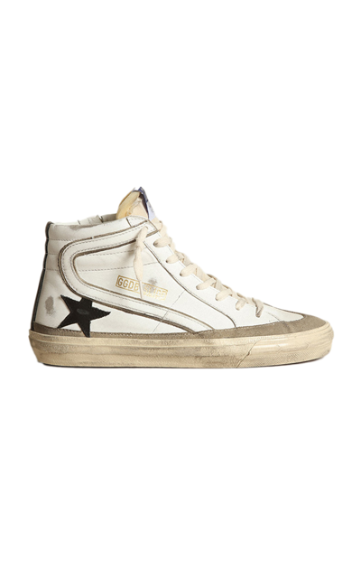 Shop Golden Goose Slide Leather Sneakers In White