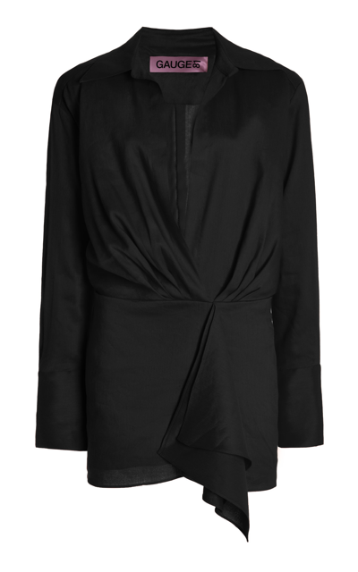 Shop Gauge81 Women's Cusco Linen-blend Mini Shirt Dress In Black