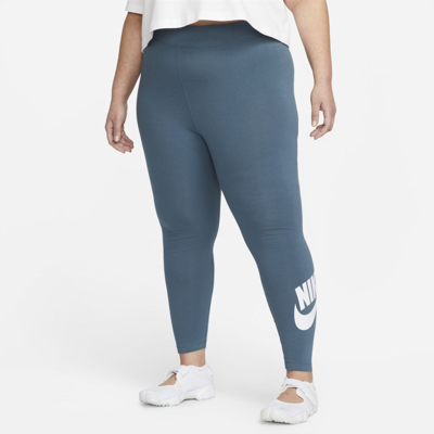 Shop Nike Sportswear Essential Women's High-waisted Leggings In Ash Green,white