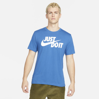 Shop Nike Sportswear Jdi Men's T-shirt In Dark Marina Blue,white