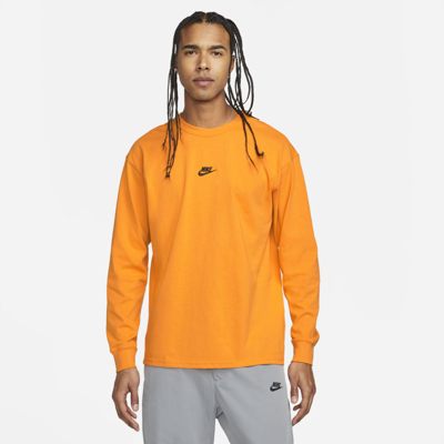 Shop Nike Men's  Sportswear Premium Essentials Long-sleeve T-shirt In Orange