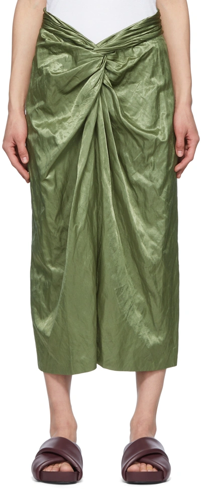 Shop Vince Green Cotton Skirt In Dk Pistachio-340dps