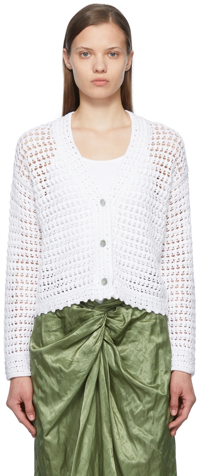 Shop Vince White Organic Cotton Cardigan In Optic White-137owt