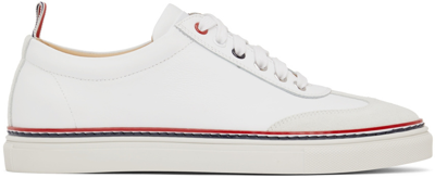 Shop Thom Browne White Calfskin Sneakers In 100 White