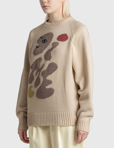 Shop Dime Letterman Knit Sweater In Beige