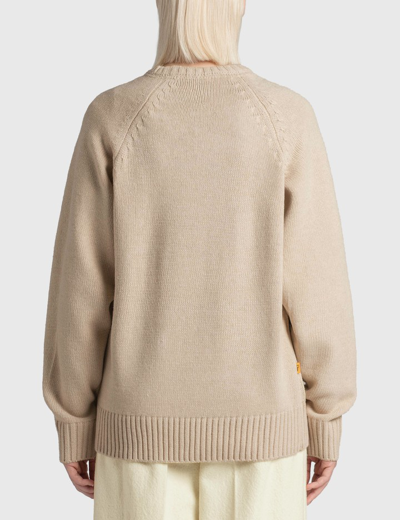 Shop Dime Letterman Knit Sweater In Beige