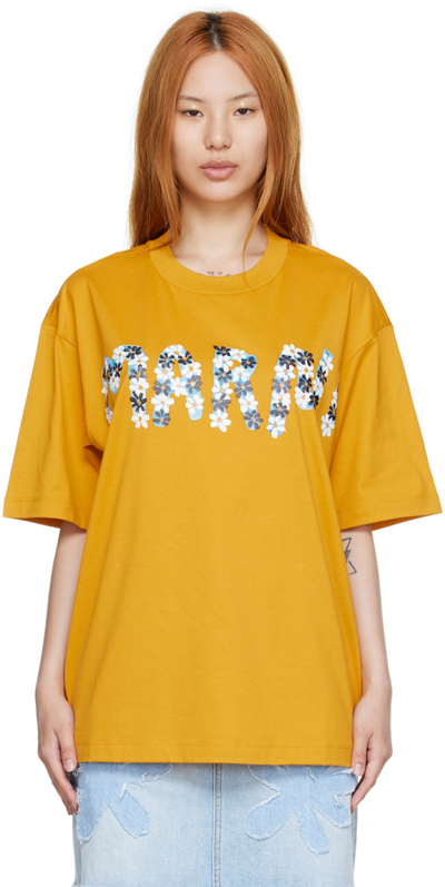 Shop Marni Yellow Cotton T-shirt In Dly65 Gold