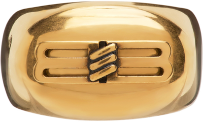 Shop Balenciaga Gold 'bb' Icon Ring In 0604 Antique Gold
