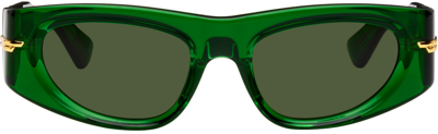Shop Bottega Veneta Green Cat-eye Sunglasses In 004 Green