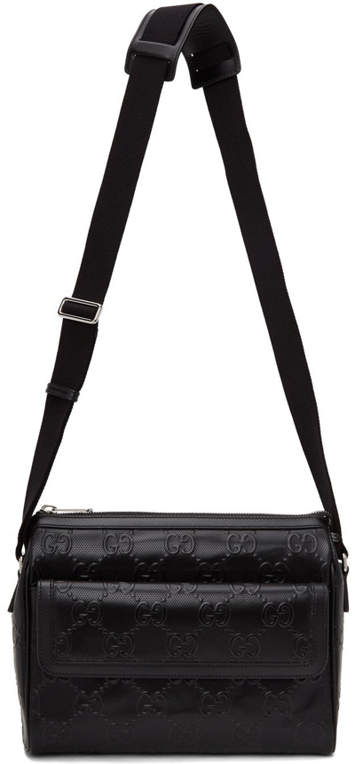 Shop Gucci Black Gg Embossed Messenger Bag In 1000 Black Black Bla