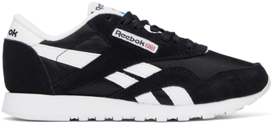 Shop Reebok Black Classic Nylon Sneakers In Black/black/white