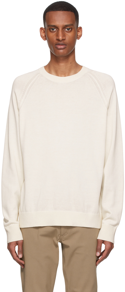 Shop Theory Off-white Cotton Sweater In Moon