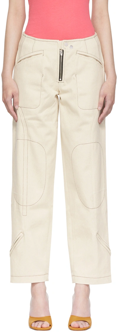 Shop Vejas Maksimas Off-white Organic Cotton Jeans In Ecru