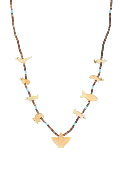 Shop Jessie Western Turquoise And Shell Power Animal Necklace In Mixed Colours