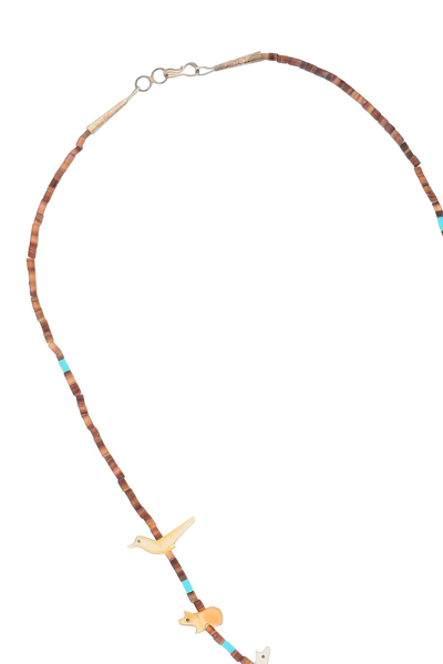 Shop Jessie Western Turquoise And Shell Power Animal Necklace In Mixed Colours