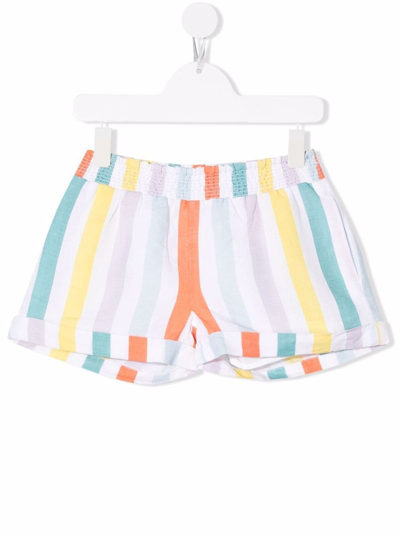 Shop Stella Mccartney Kids Multicolored Striped Cotton And Linen Shorts