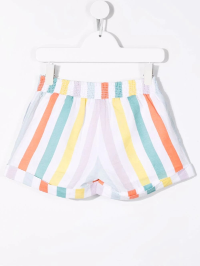 Shop Stella Mccartney Kids Multicolored Striped Cotton And Linen Shorts