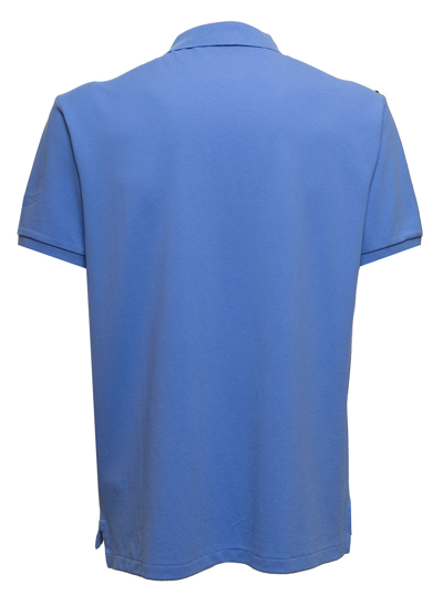 Shop Polo Ralph Lauren Mans Light Blue Cotton Piquet Polo Shirt With Logo
