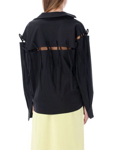 Shop A.w.a.k.e. Tie On Sleeve Detailed Oversized Shirt In Black