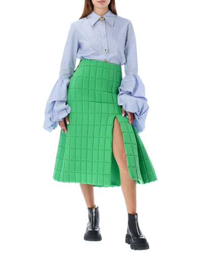 Shop A.w.a.k.e. Quilted-effect Midi Skirt In Green