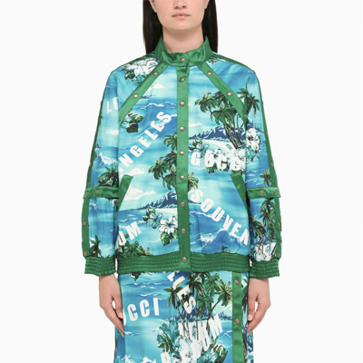 Shop Gucci | Blue And Green Printed Jacket