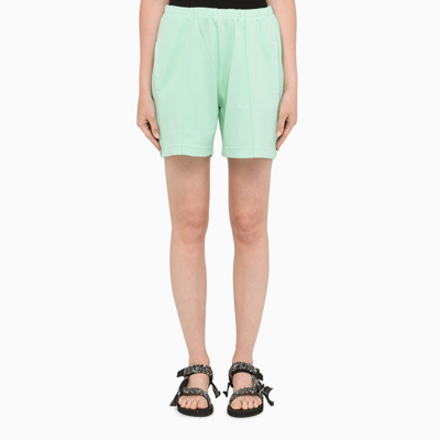 Shop Palm Angels Neon Green Shorts With Logo