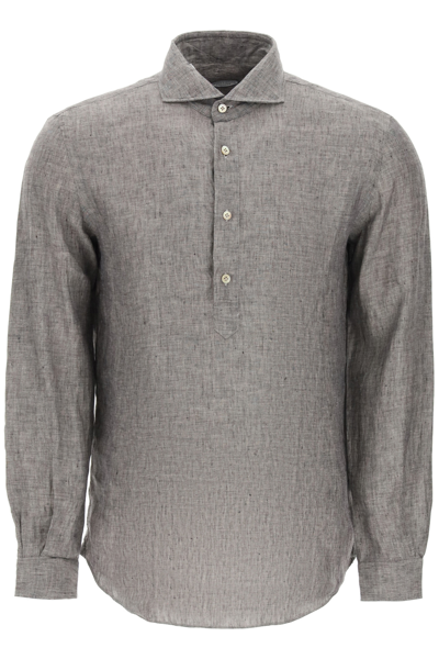 Shop Vincenzo Di Ruggiero Linen Shirt In Grey