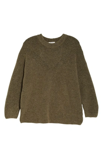 Shop Madewell Belfiore Rib Pullover Sweater In Heather Fern
