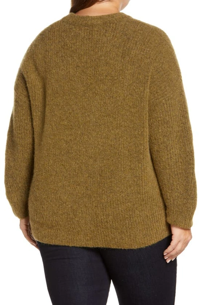 Shop Madewell Belfiore Rib Pullover Sweater In Heather Fern