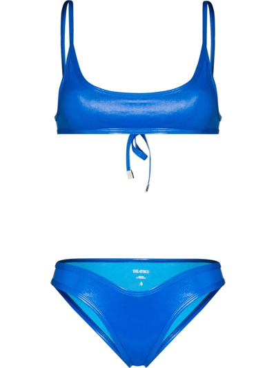 Shop Attico High-shine Bikini Set In Blue