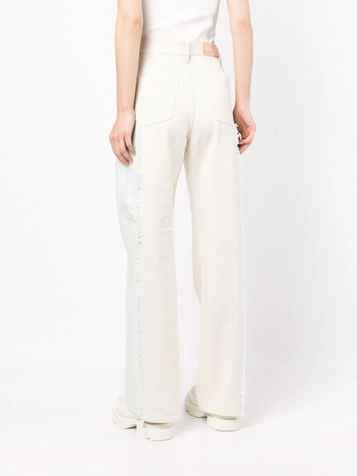 Dion Lee Frayed Two Tone Wide-leg Jeans In Brown