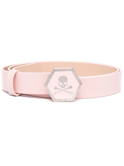 Shop Philipp Plein Skull-motif Leather Belt In Pink