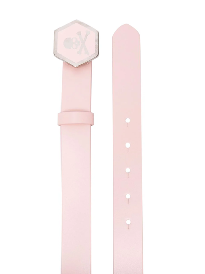 Philipp Plein Skull-motif Leather Belt In Pink