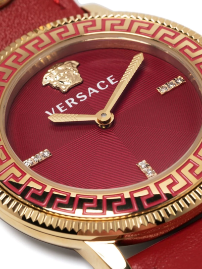 Shop Versace V-tribute Medusa 36mm In Red