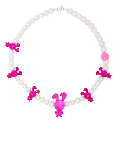 Shop Natasha Zinko Bunny-detail Necklace In Pink