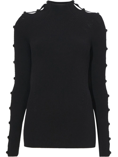 Shop Proenza Schouler Micro-rib Button-embellished Jumper In Black