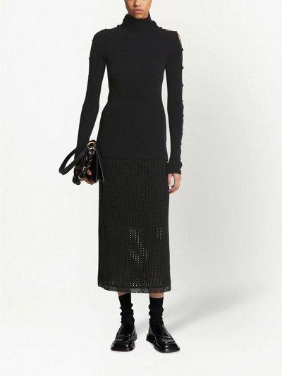 Shop Proenza Schouler Micro-rib Button-embellished Jumper In Black