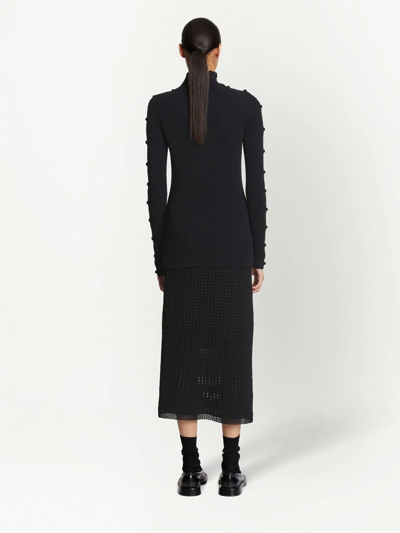 Shop Proenza Schouler Micro-rib Button-embellished Jumper In Black