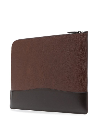 Shop Aspinal Of London City Tech Leather Laptop Bag In Brown